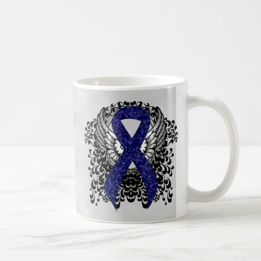 Dark Blue Ribbon mit Flügeln Kaffeetasse (Rechts)
