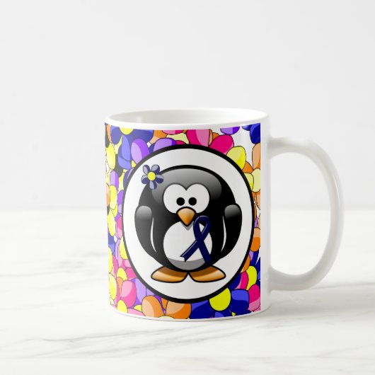 Dark Blue Ribbon Penguin Kaffeetasse (Rechts)