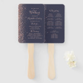 Dark Blue Rose Gold Glitzer Edge Wedding Program Fächer (Vorne und Hinten)