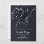 Dark Blue Rose Gothic 40. Geburtstag Einladung (Vorderseite)
