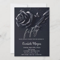 Dark Blue Rose Gothic 50th Birthday 