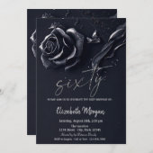 Dark Blue Rose Gothic 60. Geburtstag Einladung (Vorne/Hinten)