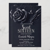 Dark Blue Rose Gothic Sweet 16 Einladung (Vorne/Hinten)