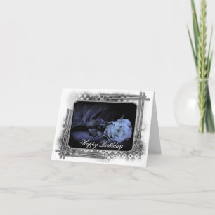 Dark Blue Rose Grunge Happy Birthday Card Karte