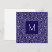 Dark Blue Same Komon (Haihaut) Mit Monogramm Mitteilungskarte (Vorne/Hinten)