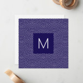 Dark Blue Same Komon (Haihaut) Mit Monogramm Mitteilungskarte (Vorderseite/Rückseite Beispiel)