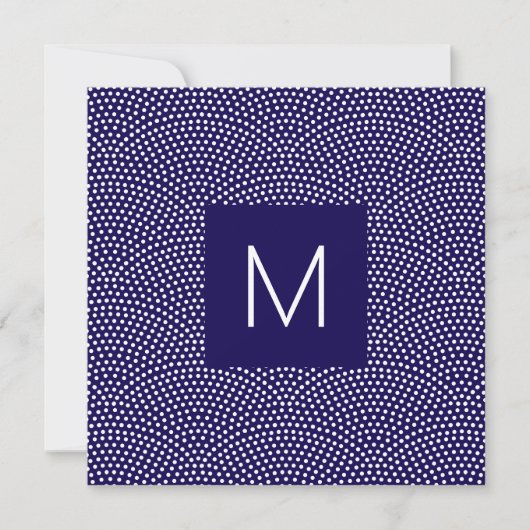Dark Blue Same Komon (Haihaut) Mit Monogramm Mitteilungskarte (Vorderseite)