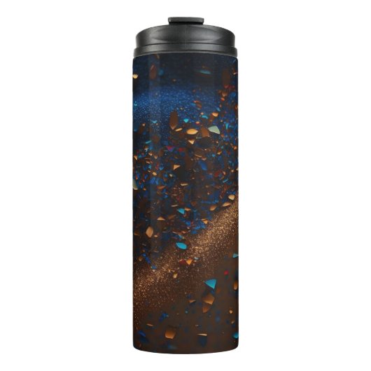 Dark Blue Sandy Brown Glitzer Thermal Tumbler 12oz Thermosbecher (Vorderseite)