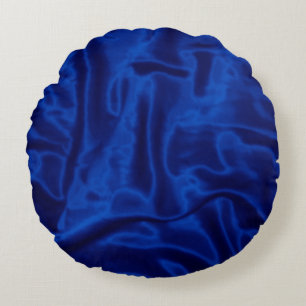 Dark Blue Satin Round Throw Kissen