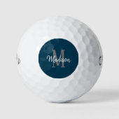 Dark Blue Script Monogram Personalisiert Womens Golfball (Vorderseite)