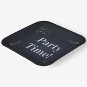 Dark Blue & Silver Birthday Custom Paper Plates Pappteller (Gewinkelt)