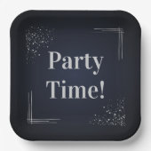 Dark Blue & Silver Birthday Custom Paper Plates Pappteller (Vorderseite)