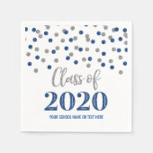 Dark Blue Silver Confetti Class of 2020 Abschluss Serviette (Vorderseite)