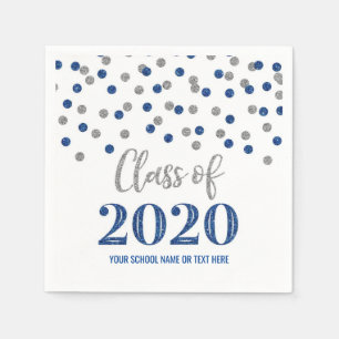 Dark Blue Silver Confetti Class of 2020 Abschluss Serviette