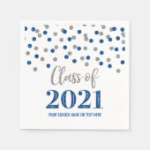 Dark Blue Silver Confetti Class of 2021 Abschluss Serviette (Vorderseite)