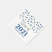 Dark Blue Silver Confetti Class of 2021 Abschluss Serviette (Ecke)