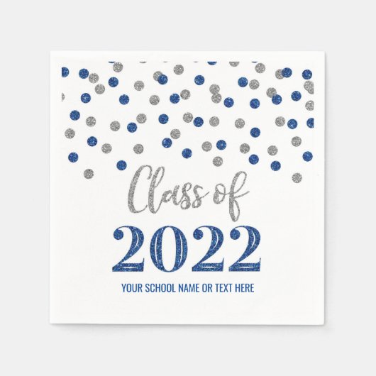Dark Blue Silver Confetti Class of 2022 Serviette (Vorderseite)