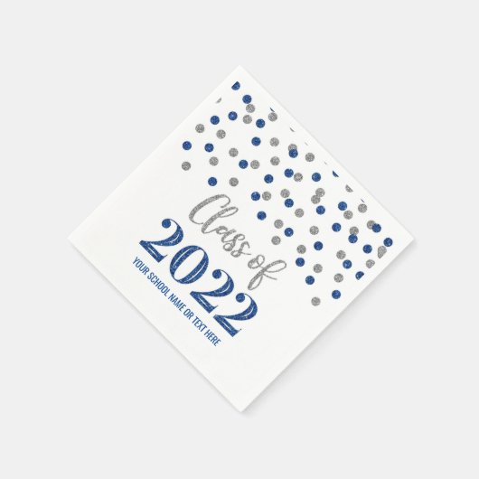Dark Blue Silver Confetti Class of 2022 Serviette (Ecke)