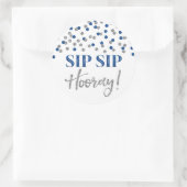 Dark Blue Silver Confetti Sip Hooray Runder Aufkleber (Tasche)