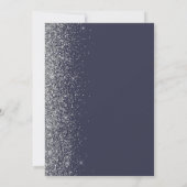 Dark Blue Silver Glitzer Calligraphy Wedding Einladung (Rückseite)