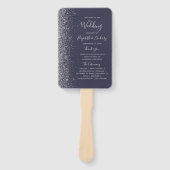 Dark Blue Silver Glitzer Edge Wedding Program Fächer (Vorderseite)