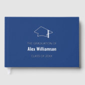 Dark Blue Silver Real Foil Abschluss Gästebuch (Vorderseite)