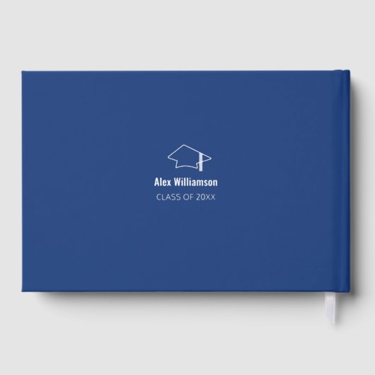 Dark Blue Silver Real Foil Abschluss Gästebuch (Rückseite)