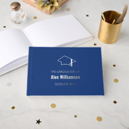 Dark Blue Silver Real Foil Abschluss Gästebuch