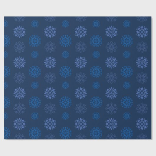 Dark Blue Snowflake Pattern Geschenkpapier (Flach)