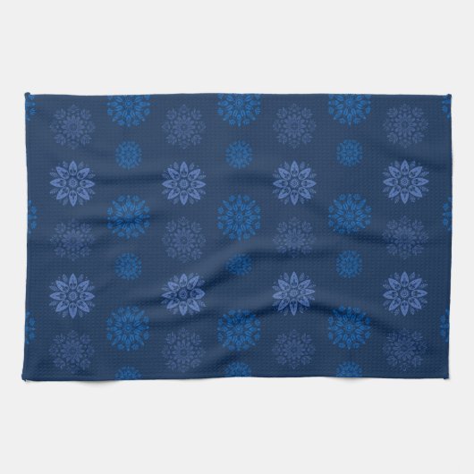 Dark Blue Snowflake Pattern Geschirrtuch (Horizontal)