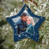 Dark Blue Snowflake Star Keramik Ornament