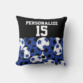 Dark Blue Soccer Ball Collage | DIY Name & Number Kissen