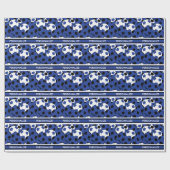 Dark Blue Soccer Ball Collage Geschenkpapier (Flach)