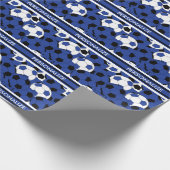 Dark Blue Soccer Ball Collage Geschenkpapier (Ecke)