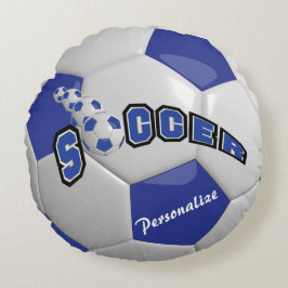Dark Blue Soccer Ball | DIY Name Rundes Kissen