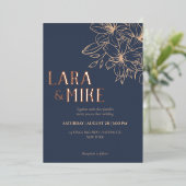 Dark Blue Soft Wedding Folieneinladung (Stehend vorne)