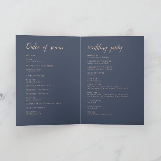 Dark Blue Soft Wedding Programm (Innenseite)