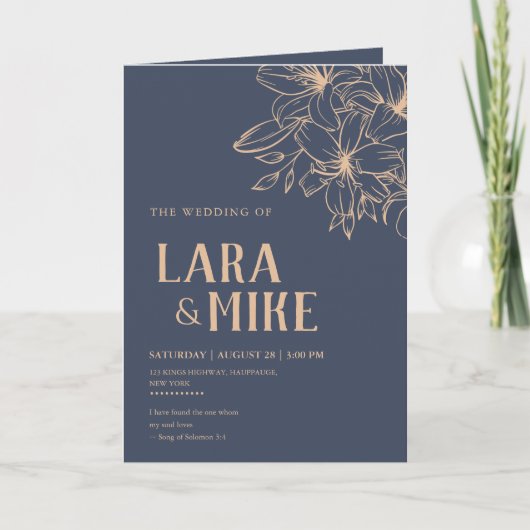 Dark Blue Soft Wedding Programm (Vorderseite)