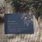 Dark Blue Soft Wedding RSVP Karte