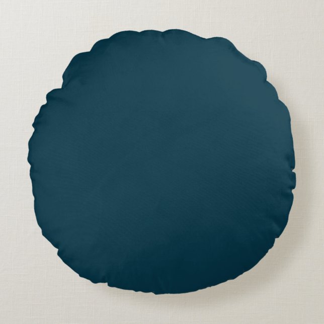 Dark Blue Solid Color, Cushion, Simple, Modern Rundes Kissen (Vorderseite)
