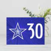 Dark Blue Star "Age" Geburtstag Einladung (Stehend Vorderseite)