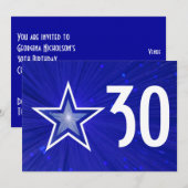 Dark Blue Star "Age" Geburtstag Einladung (Vorne/Hinten)