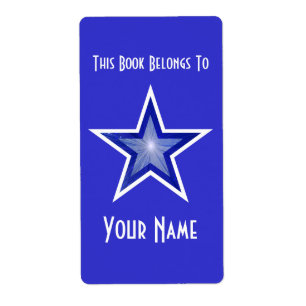 Dark Blue Star Buchzeichen-Label groß blau