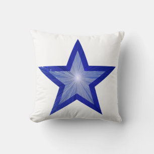 Dark Blue Star groß & klein eckig weiß Kissen