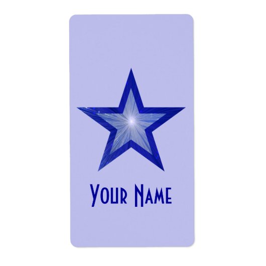 Dark Blue Star "Name"-Label groß blass blau (Vorne)