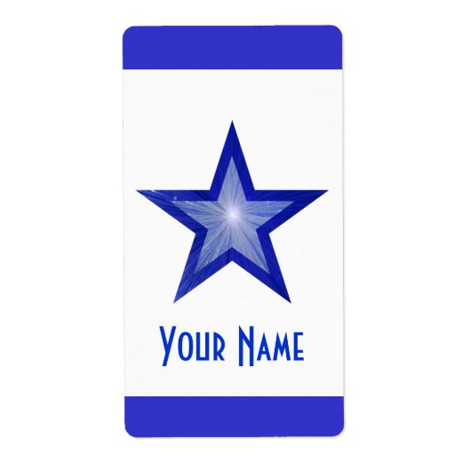 Dark Blue Star "Name" Streifen Etikett groß weiß (Vorne)