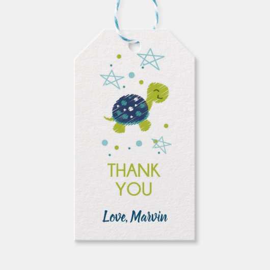 Dark Blue Star Schildkrötengeschenk-Tag Geschenkanhänger (Vorderseite)