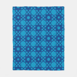 Dark Blue Star Square marokkanisches Mosaik Retro  Fleecedecke
