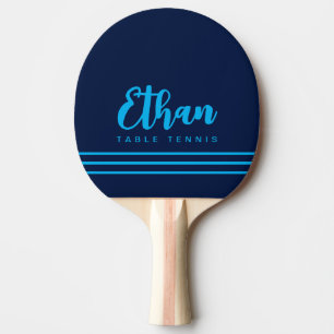 Dark Blue Table-Tennis Script Name mit 3 Streifen Tischtennis Schläger