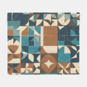 Dark Blue, Teal, Brown, and Tan Geometric Pattern Fleecedecke (Vorderseite (Horizontal))